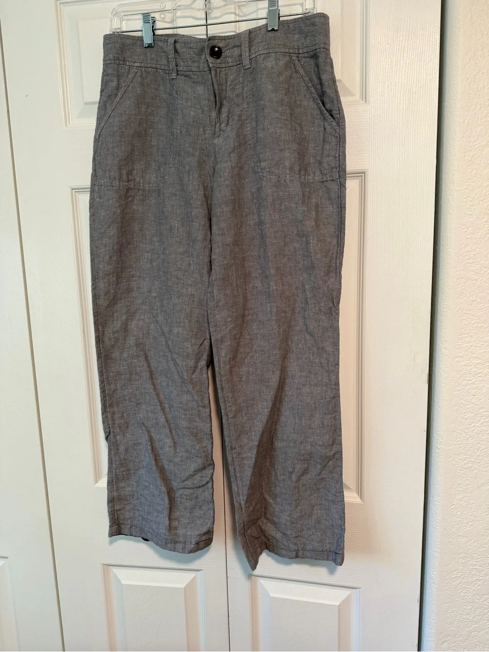 Banana Republic Gray Linen-Blend Chinos - Relaxed Straight Fit Sz 6